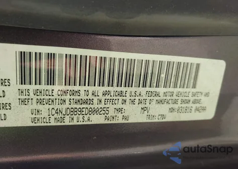 2014 Jeep Compass Sport из США, поврежденный, VIN 1C4NJDBB9ED800255